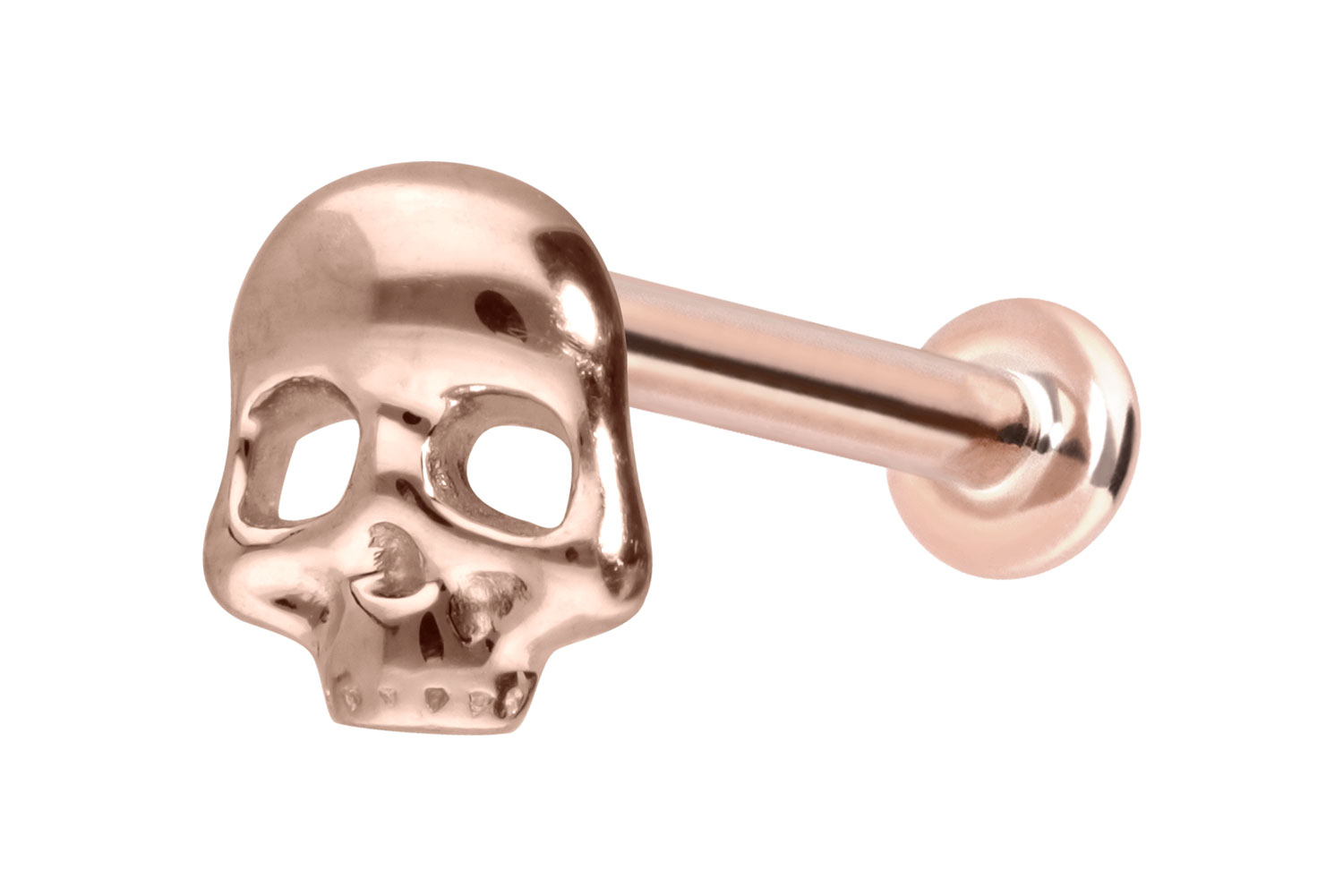 14 Karat Gold Labret Piercing mit Push Fit TOTENKOPF